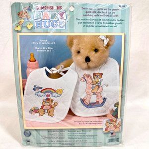 Vintage Dimensions Baby Hug Stamped Bib Kit Set of Two - New/Sealed (2002)